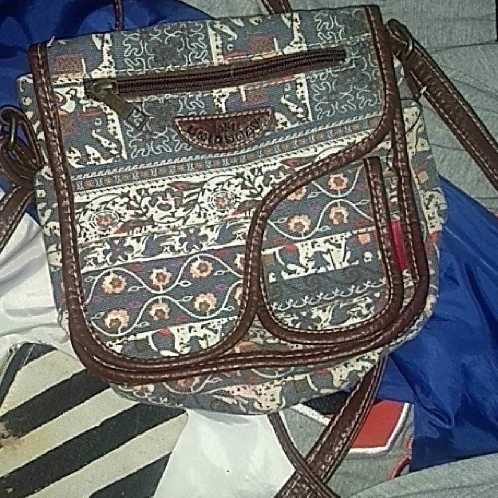 UNIONBAY Elephant Pattern Crossbody Bag - Blue and Brown